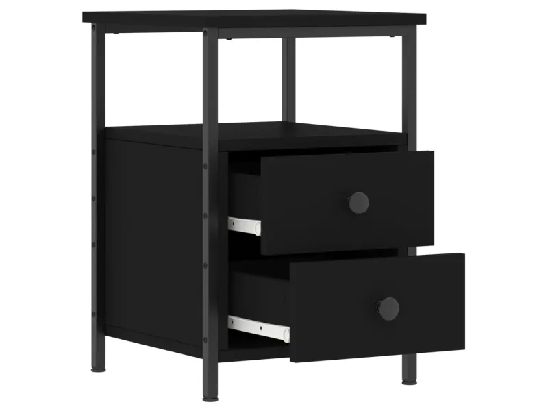 Table de chevet noir 34x35,5x50 cm bois d’ingénierie