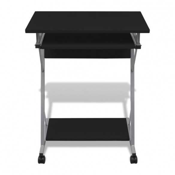 Bureau d'ordinateur compact avec plateau à clavier Noir