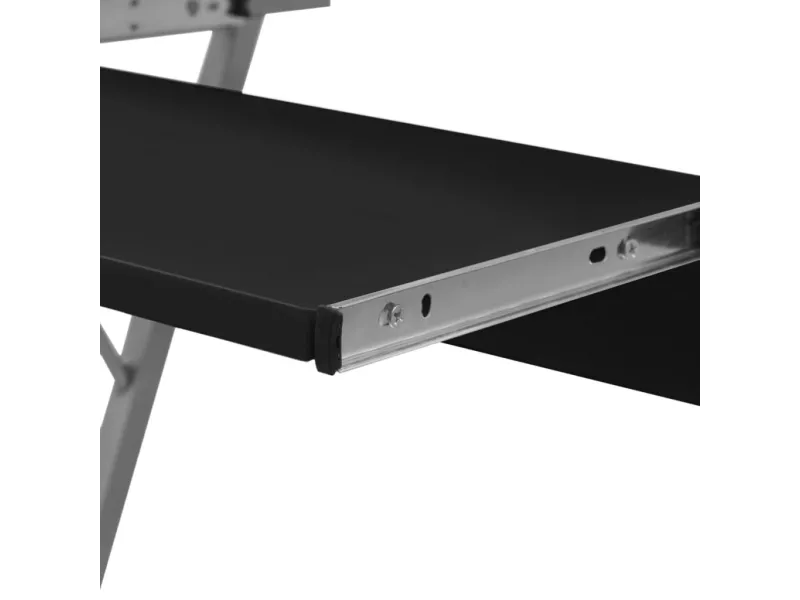 Bureau d'ordinateur compact avec plateau à clavier Noir