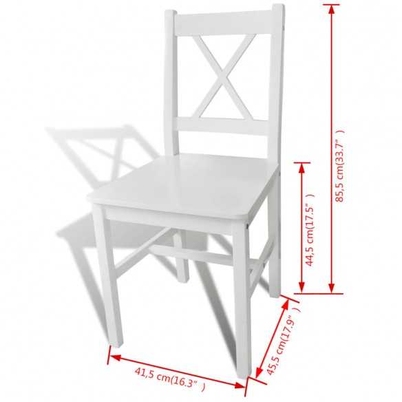 Chaises à manger lot de 2 blanc bois de pin