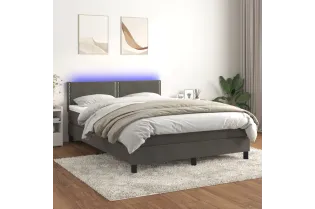 cadre de lit avec matelas LED Gris foncé 140x200 cm