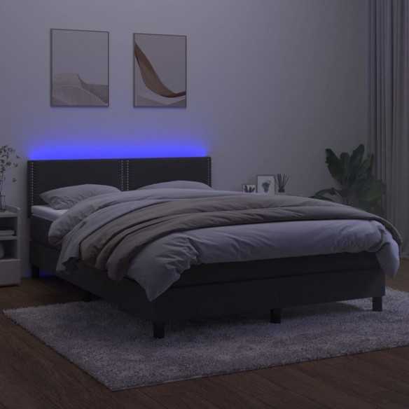 cadre de lit avec matelas LED Gris foncé 140x200 cm