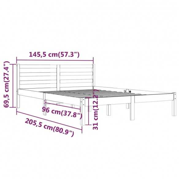 Lit Bois massif de pin 140x200 cm Blanc