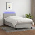 Cadre de lit avec matelas et LED Gris clair 90x190cm