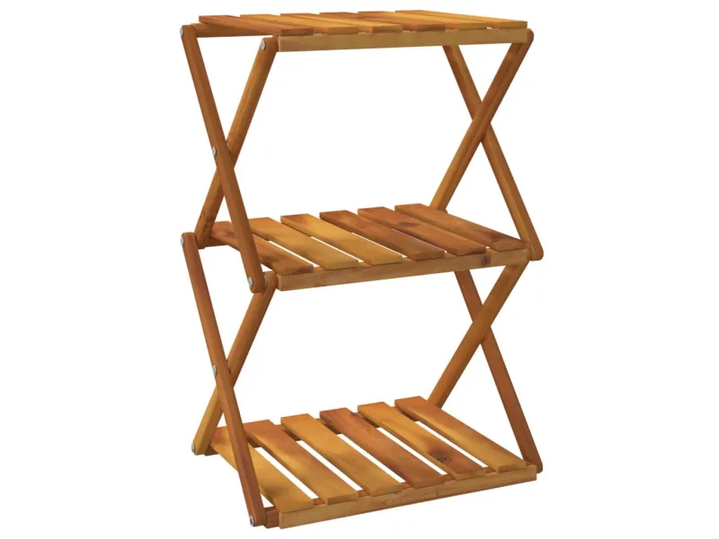 Étagère pliable à 3 niveaux Marron 43x31x63 cm Bois d'acacia