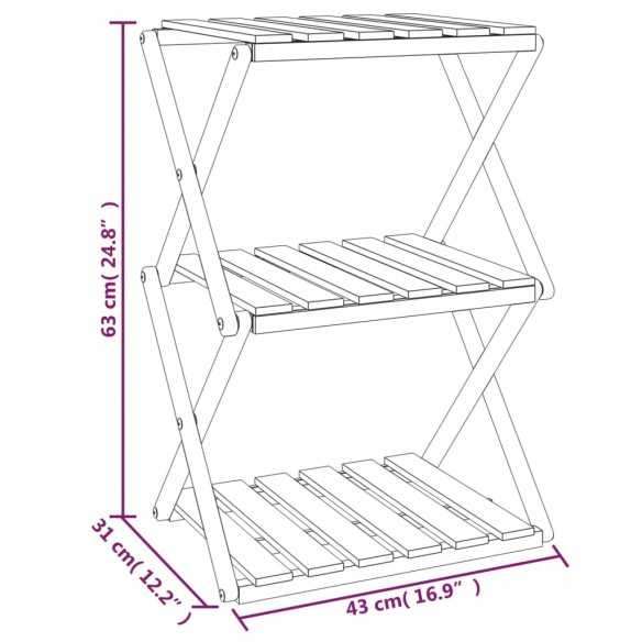Étagère pliable à 3 niveaux Marron 43x31x63 cm Bois d'acacia