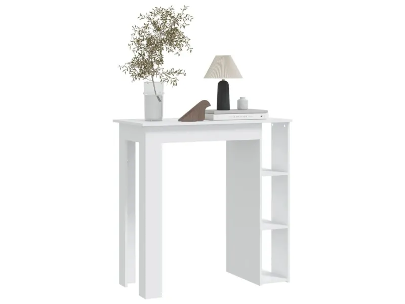 Table de bar avec étagère Blanc 102x50x103,5 cm Aggloméré