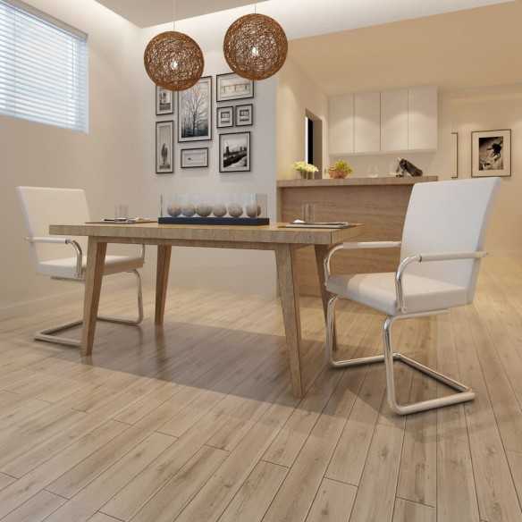 Chaises à manger cantilever lot de 2 blanc similicuir