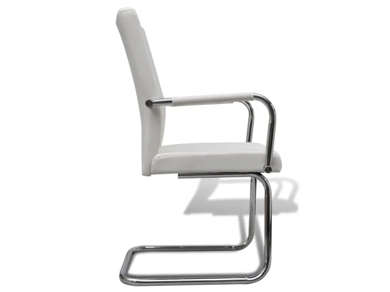Chaises à manger cantilever lot de 2 blanc similicuir