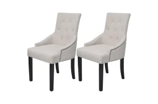 Chaises à manger lot de 2 gris crème tissu