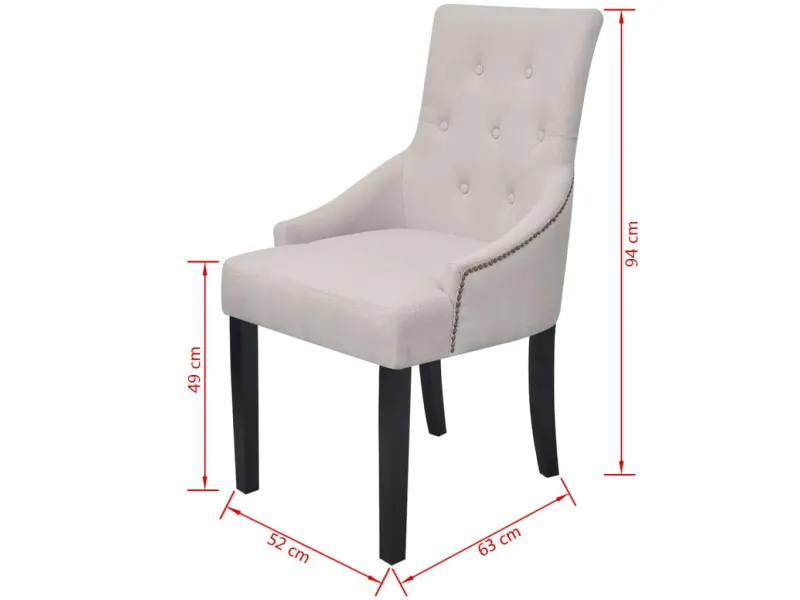 Chaises à manger lot de 2 gris crème tissu