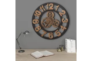 Horloge murale Métal 58 cm Doré et noir