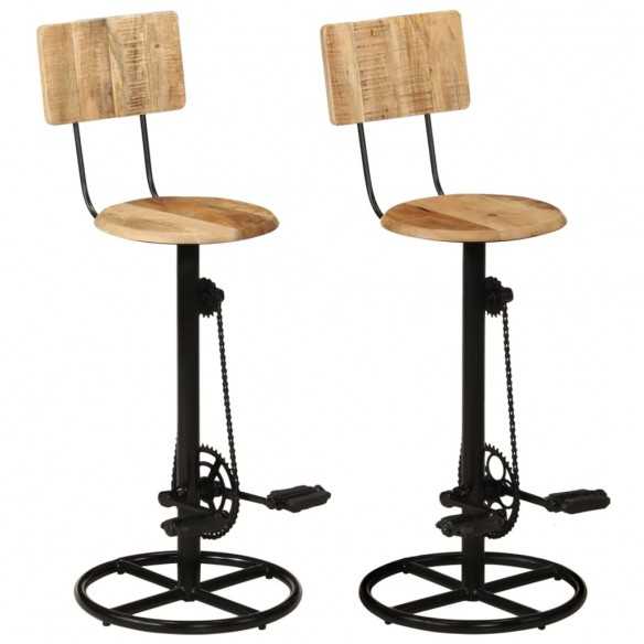 Tabourets de bar lot de 2 bois massif de manguier