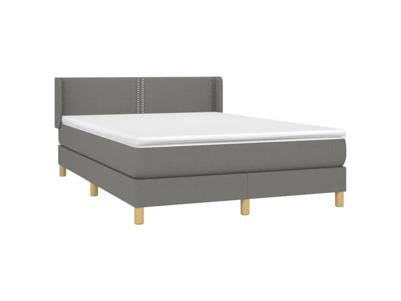 cadre de lit avec matelas Gris foncé 140x200cm Tissu