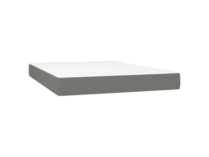 cadre de lit avec matelas Gris foncé 140x200cm Tissu