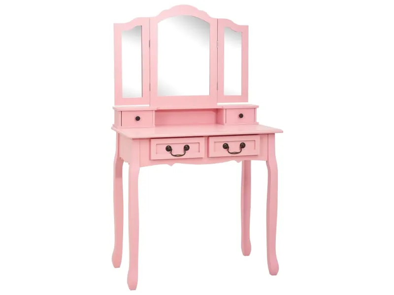 Ensemble de coiffeuse avec tabouret Rose 80x69x141 cm Paulownia