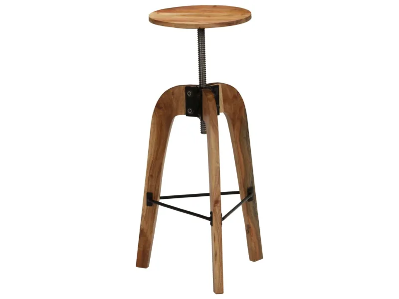 Chaises de bar lot de 2 bois d'acacia solide