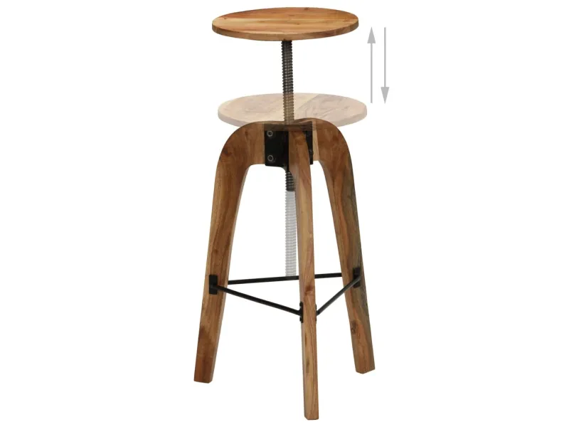 Chaises de bar lot de 2 bois d'acacia solide