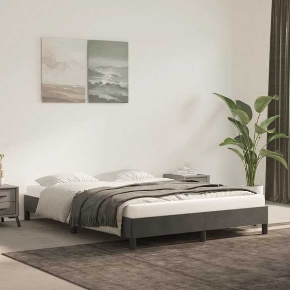 Lit Gris foncé 140x190 cm Velours