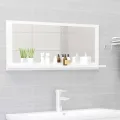 Miroir de salle de bain Blanc brillant 90x10,5x37 cm Aggloméré
