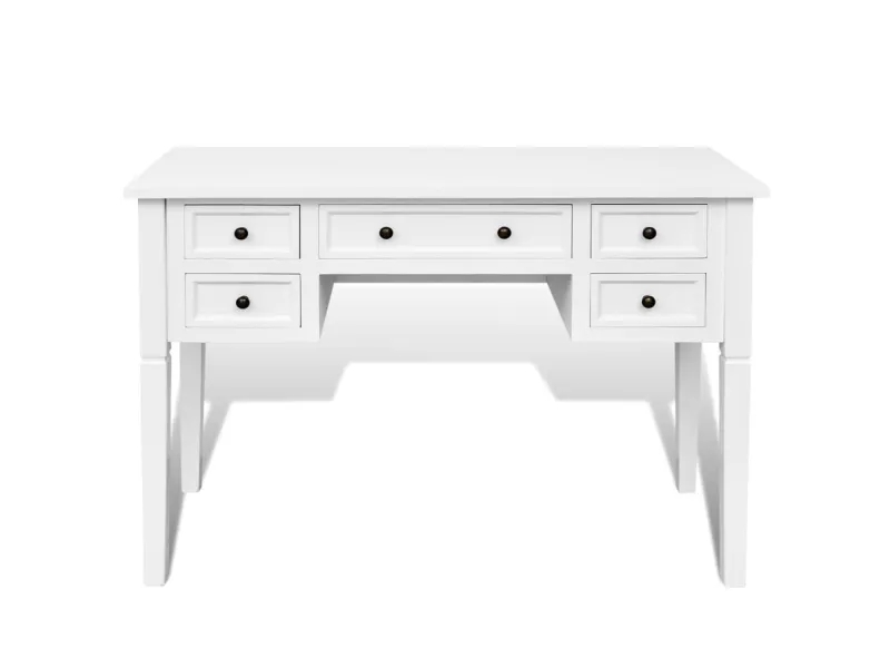 Bureau blanc à 5 tiroirs