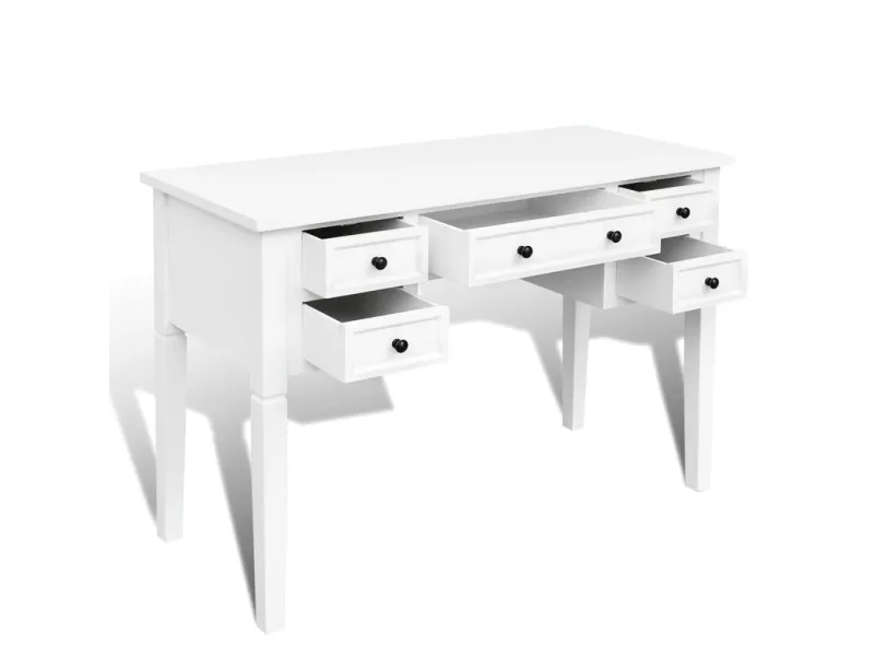 Bureau blanc à 5 tiroirs