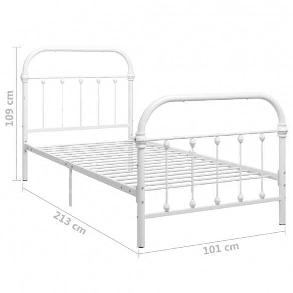 Lit Blanc Métal 90 x 200 cm