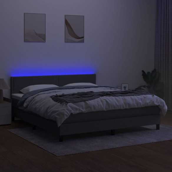 cadre de lit et matelas et LED Gris foncé 160x200 cm