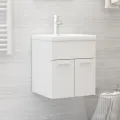Armoire d'évier avec lavabo intégré Blanc brillant Aggloméré