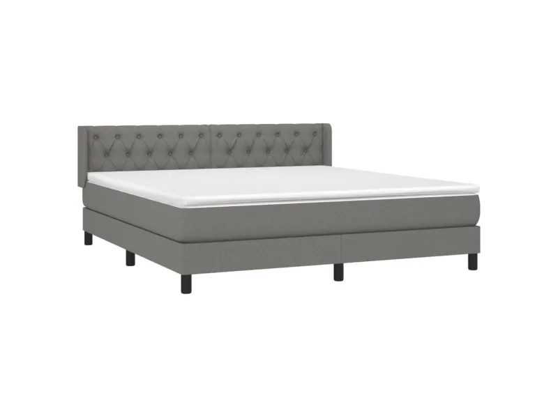 cadre de lit avec matelas Gris foncé 160x200cm Tissu