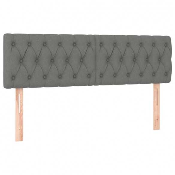 cadre de lit avec matelas Gris foncé 160x200cm Tissu
