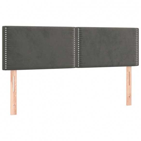 cadre de lit et matelas Gris foncé 140x200cm Velours