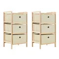 Étagères de rangement avec 3 paniers en tissu 2 pcs beige cèdre