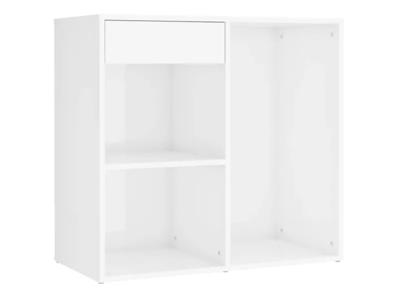 Coiffeuse à LED avec armoire Blanc brillant Bois d'ingénierie