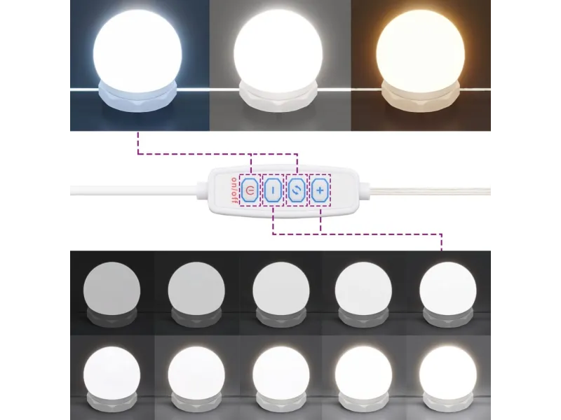 Coiffeuse à LED avec armoire Blanc brillant Bois d'ingénierie