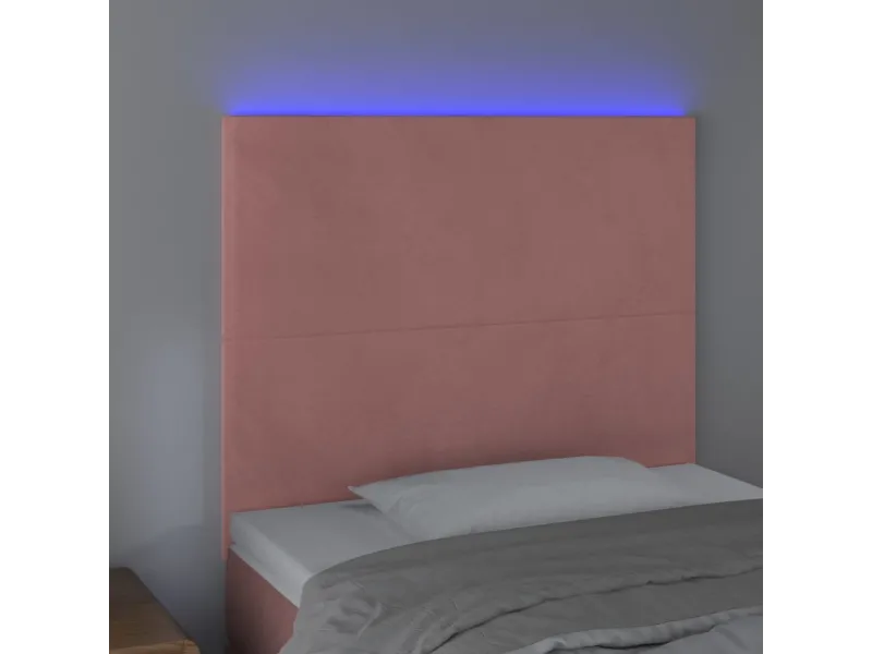 Tête de lit à LED Rose 100x5x118/128 cm Velours