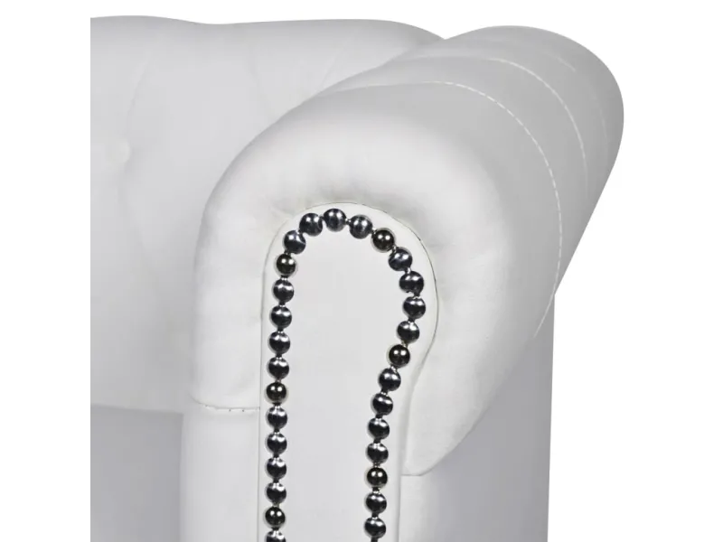 Canapé Chesterfield à 2 places cuir synthétique blanc