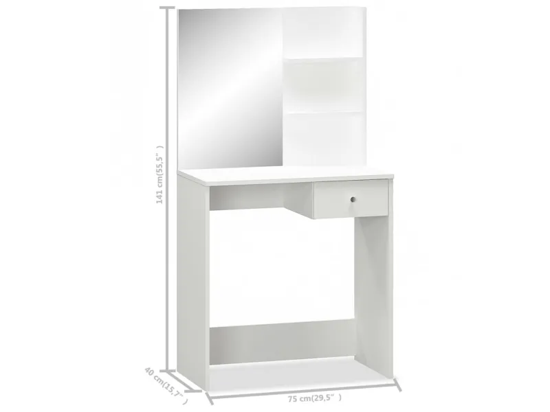 Coiffeuse Bois d’ingénierie 75x40x141 cm Blanc