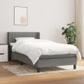 Cadre de lit avec matelas Gris foncé 100x200cm Tissu