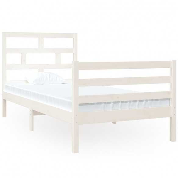 Lit Blanc Bois massif 90x190 cm Simple