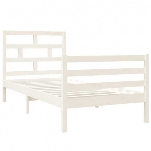 Lit Blanc Bois massif 90x190 cm Simple