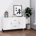 Buffet blanc brillant 100x36x60 cm bois d'ingénierie