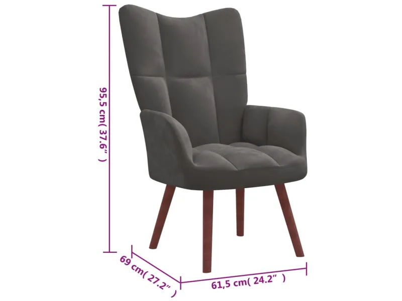 Chaise de relaxation Gris foncé Velours