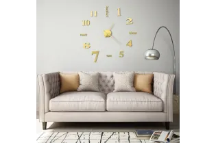 Horloge murale 3D Design moderne 100 cm XXL Doré