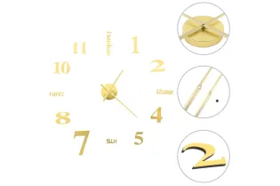 Horloge murale 3D Design moderne 100 cm XXL Doré 2