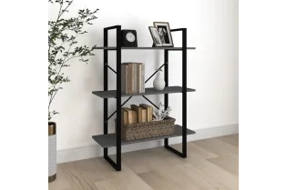 Bibliothèque à 3 niveaux Gris 80x30x105 cm Bois de pin massif