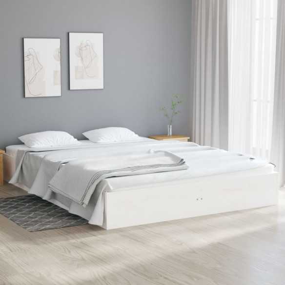 Lit blanc bois massif 120x190 cm petit double