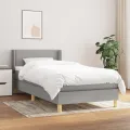 Cadre de lit avec matelas Gris clair 90x200 cm Tissu