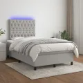 Cadre de lit et matelas et LED Gris clair 120x200 cm