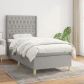 Cadre de lit avec matelas Gris clair 90x200 cm Tissu